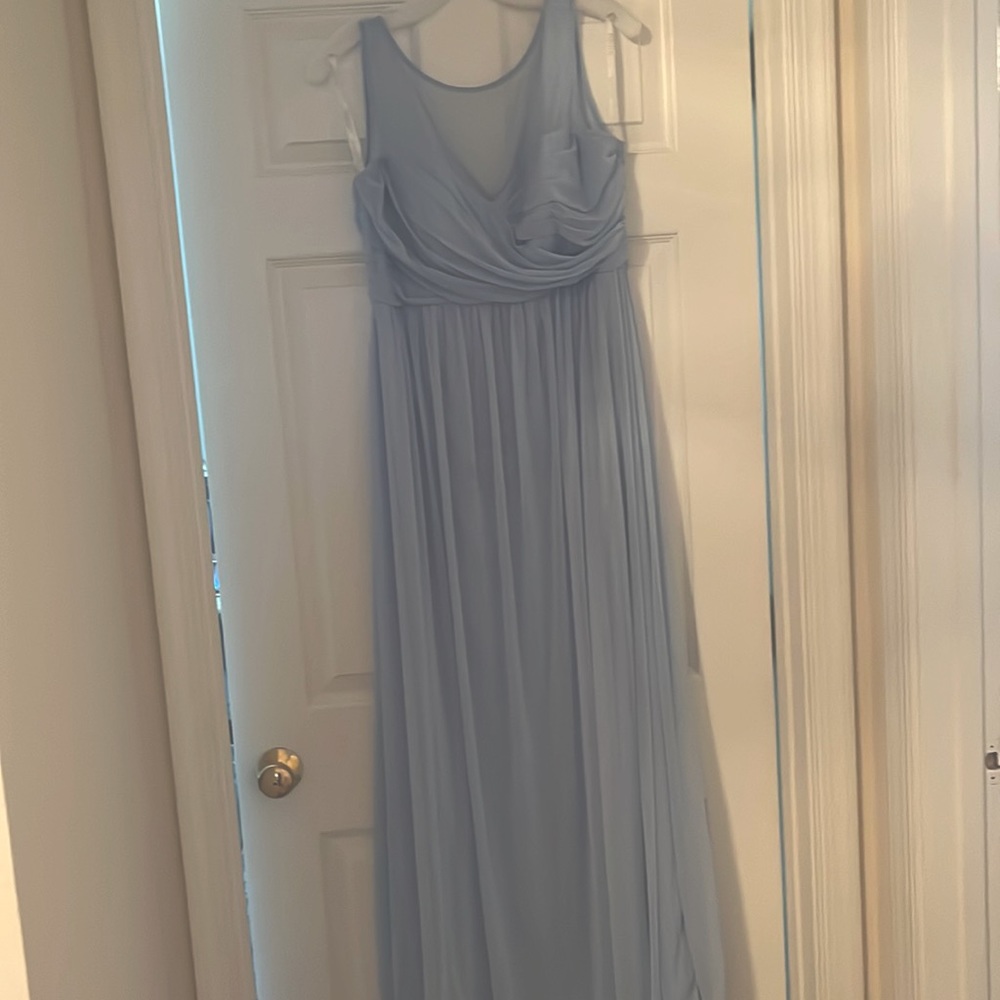 Davids Bridal Ice Blue chiffon Bridesmaid Dress